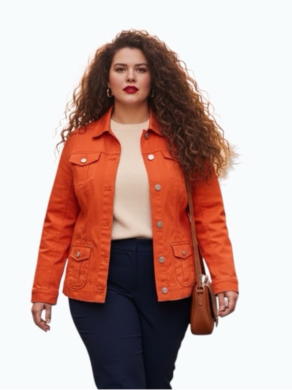 Tradition Country Collection Orange Lightweight Button Front Jacket - Size 14